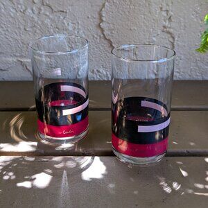 Vintage set of 2 Pierre Cardin matching red, black, & light red glasses